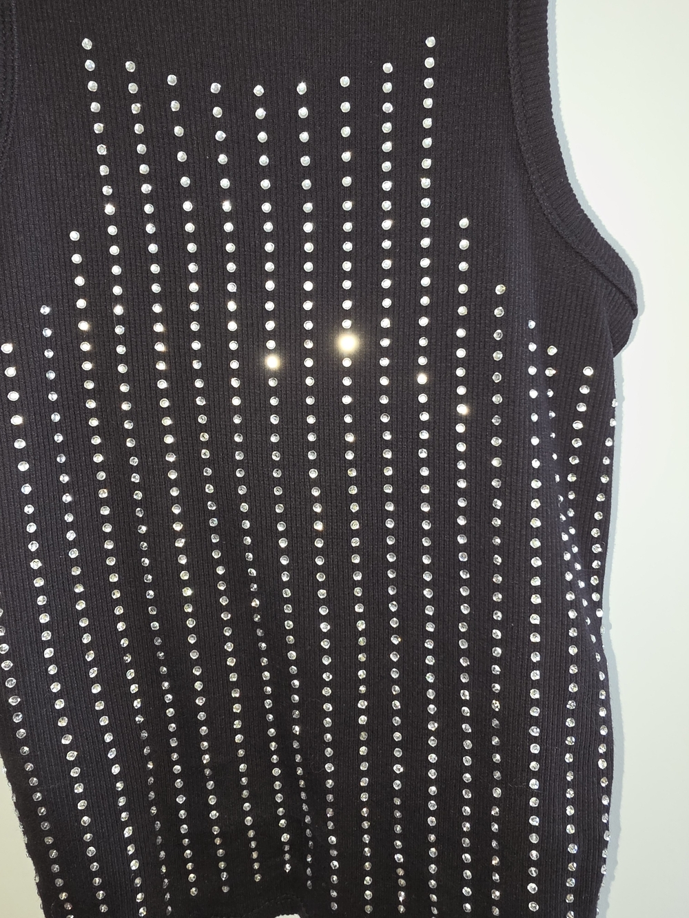 Vigoss Y2K Style Rhinestone BLK Ribbed Tank Top M
